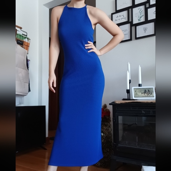 ⚡️SALE⚡️Antistar Cobalt Blue Scuba Maxi Dress with Slit - Picture 2 of 13